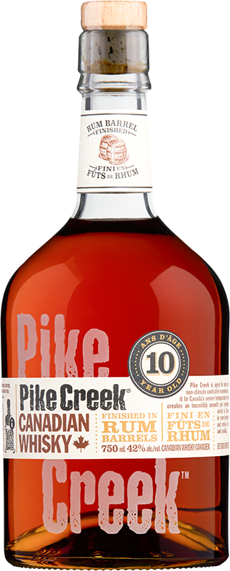 PIKE CREEK - 10 YEAR OLD DOUBLE BARRELLED Canadian Whisky / Whiskey