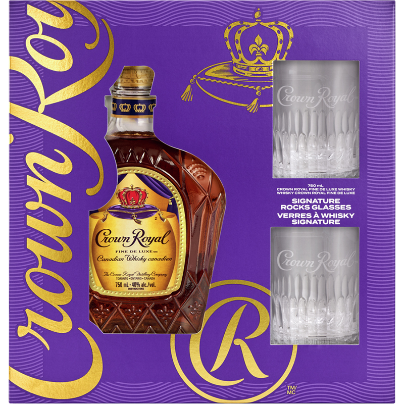 CROWN ROYAL GIFT W 2 GLASSES Canadian Whisky / Whiskey