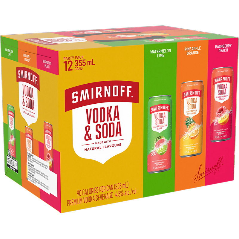 SMIRNOFF VODKA AND SODA PARTY PACK CAN Canadian Coolers