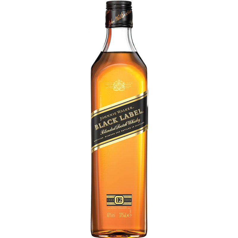 JOHNNIE WALKER - 12 YEAR OLD BLACK LABEL Scottish Whisky / Whiskey