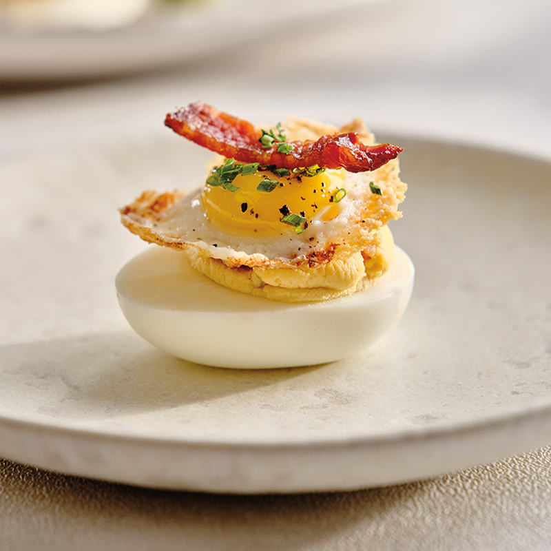 Devilled Eggs with BourbonGlazed Bacon BCLIQUOR